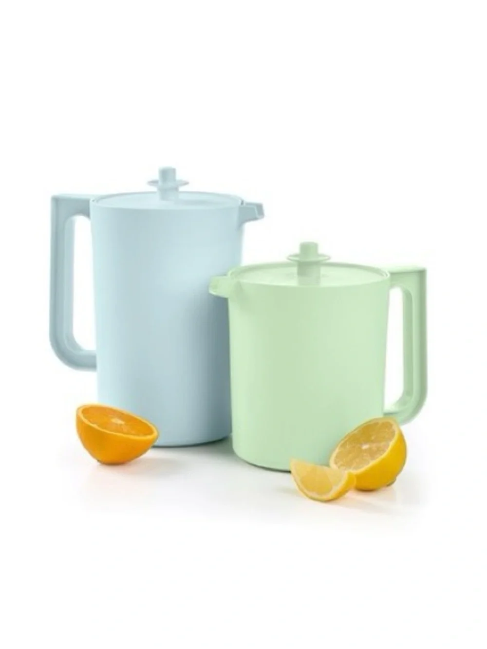 Tupperware Light Blue and Mint Green Plastic Pitcher Set